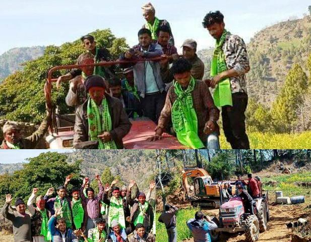 गाउँमा टेक्टर पुग्दा स्थानीय खुसि ।।