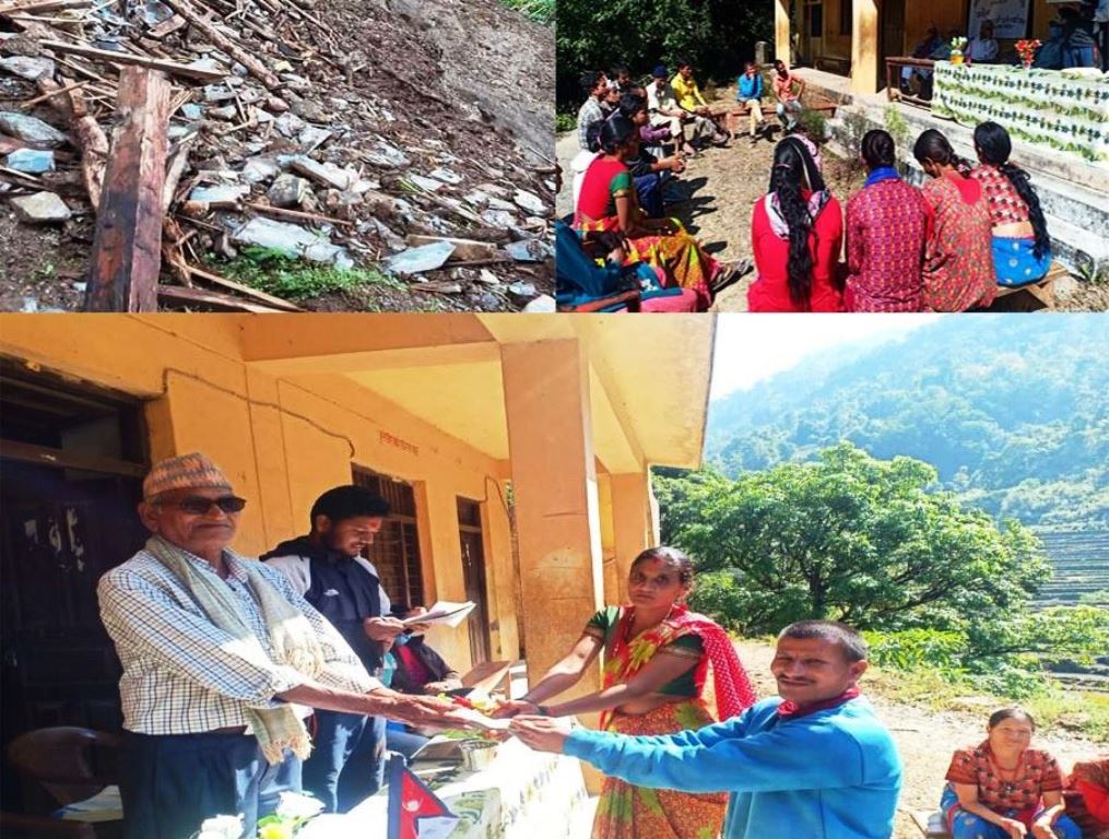 गाडखोलाका पहिरो पिडित परिवारलाई  समुदाय स्थरबाट राहत संकलन गरि वितरण 